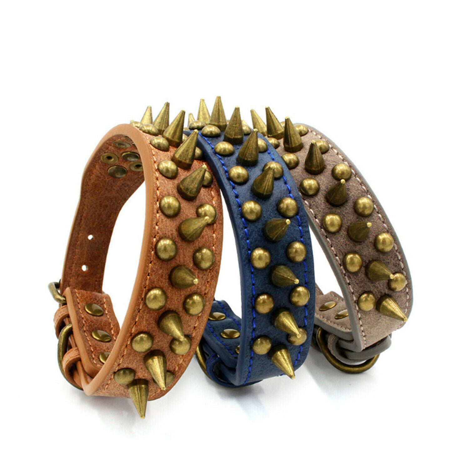 Retro Studded Spiked Rivet Large Dog Pet Leather Collar Pit | Other