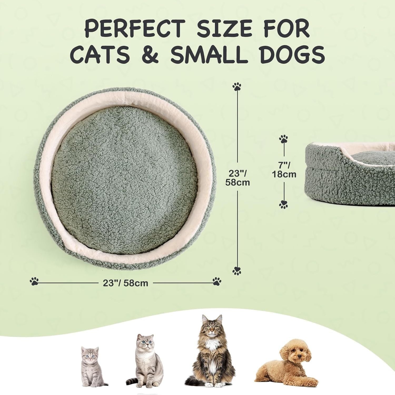 Mewoo Washable Pet Bed For Cats & Small Dogs - 23x23x7 Inch | Other