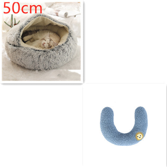 2 In 1 Dog And Cat Bed Pet Winter Bed Round Plush Warm Bed H | Other
