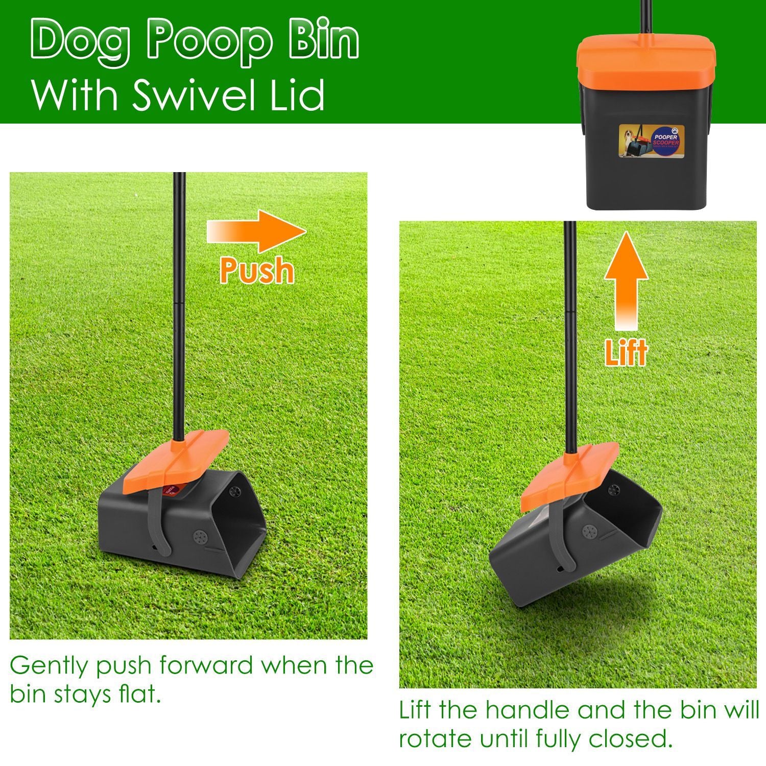 1set Pooper Scooper Kit Dog Poop Rake & Swiveling Bin Poop H | Other