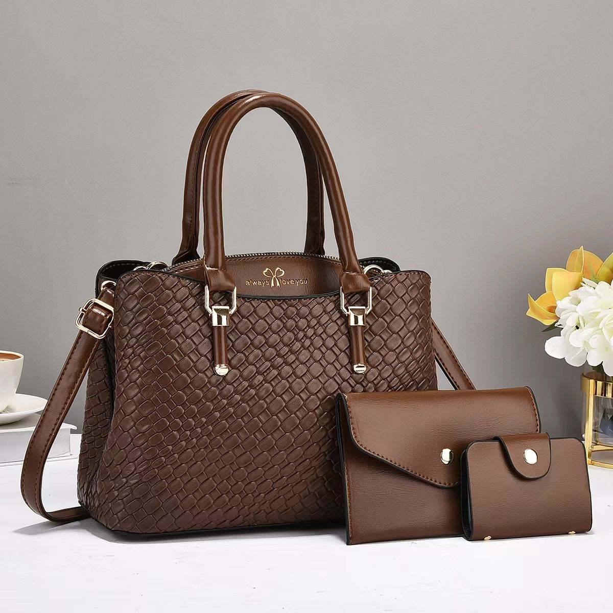 Woven Texture Three-piece Set Large Capacity One Shoulder Co | Other