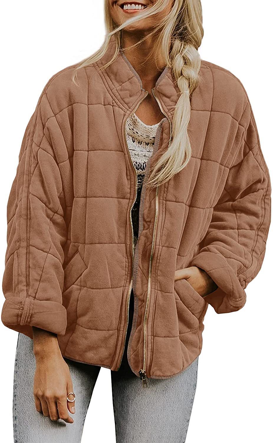 Winter Zip-up Stand Collar Coat With Pockets Fashion Solid C | Other