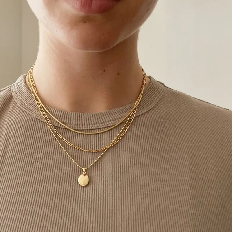 Vintage Geometric Metal Oval Pendant Necklace | Jewelry & Accessories