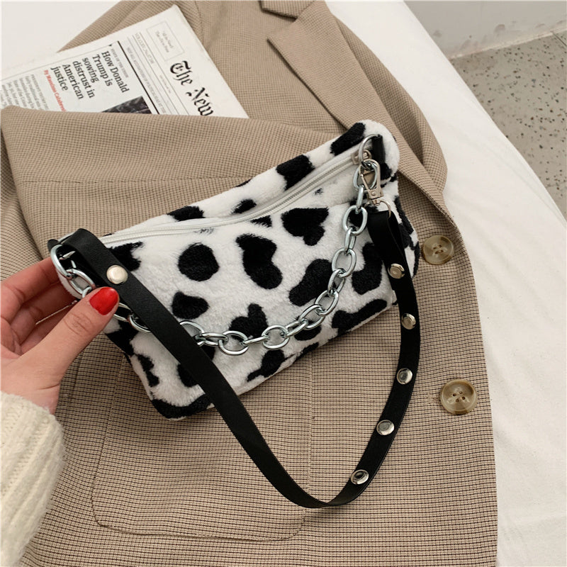 Leopard Pattern Plush Bag Personality Diagonal Women Bag Cha | Luggage & Bags