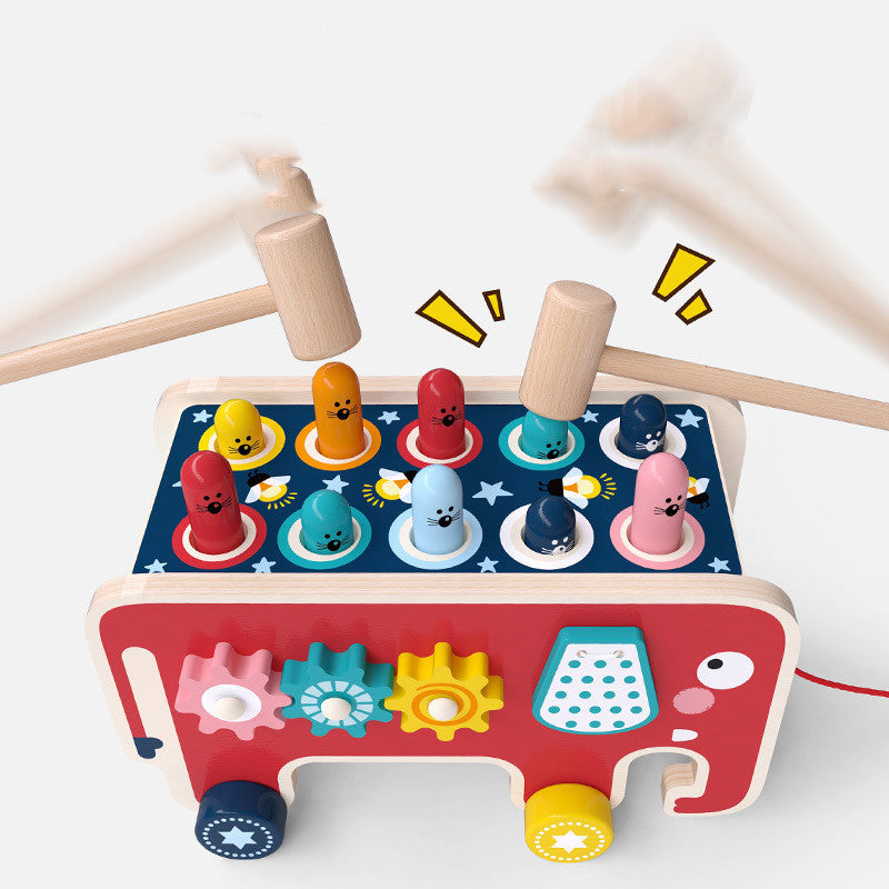 Montessori Toddlers Kids Wooden Pounding Bench Animal Bus To | Electronic Learning Toys
