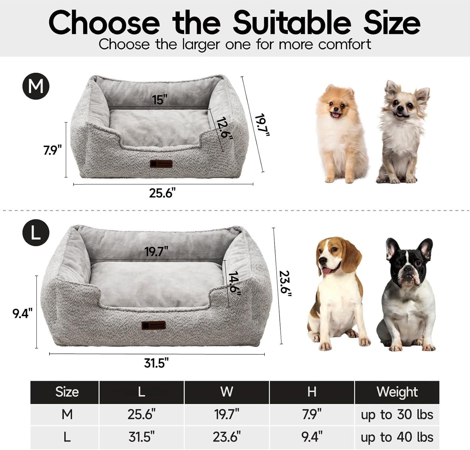 Mewoofun Medium Dog Bed - 31.5x23.6x9.5 Inch Washable Rectan | Other