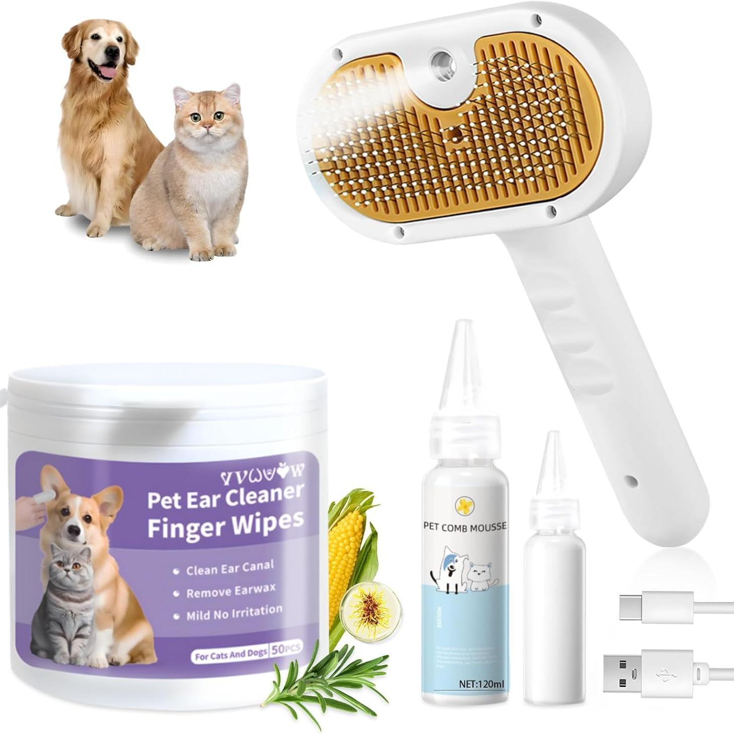 Universal Pet Steam Brush For Cats And Dogs 3-in-1 Spray Hai | Other