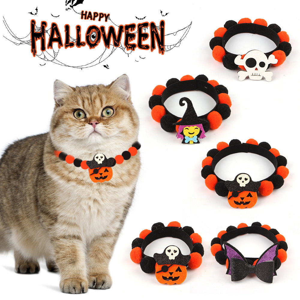 Halloween Pet Fur Ball Collar Pumpkin Accessories | Other