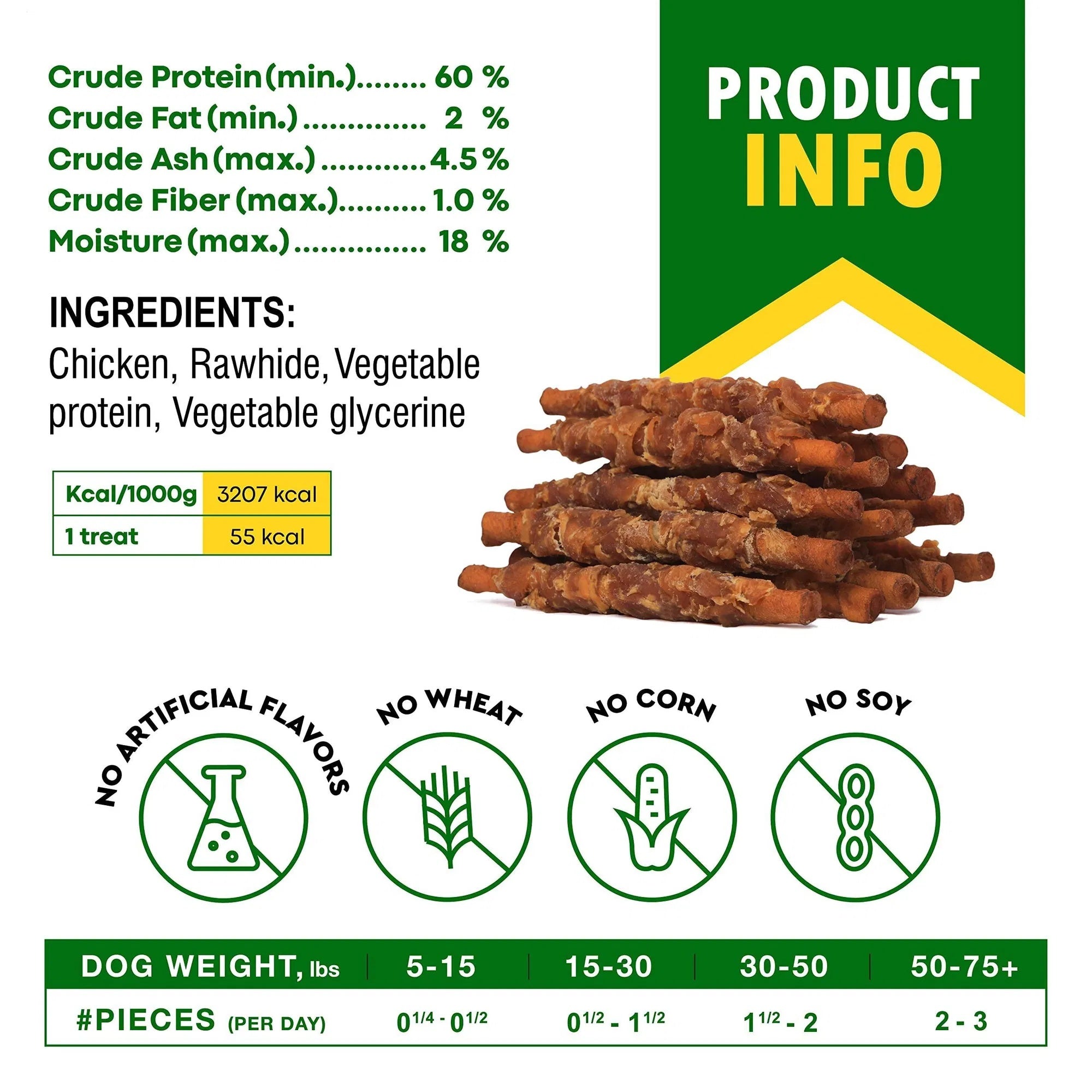 Dog Smoked Rawhide Sticks Wrapped Chicken Pet Natural Chew T | Other