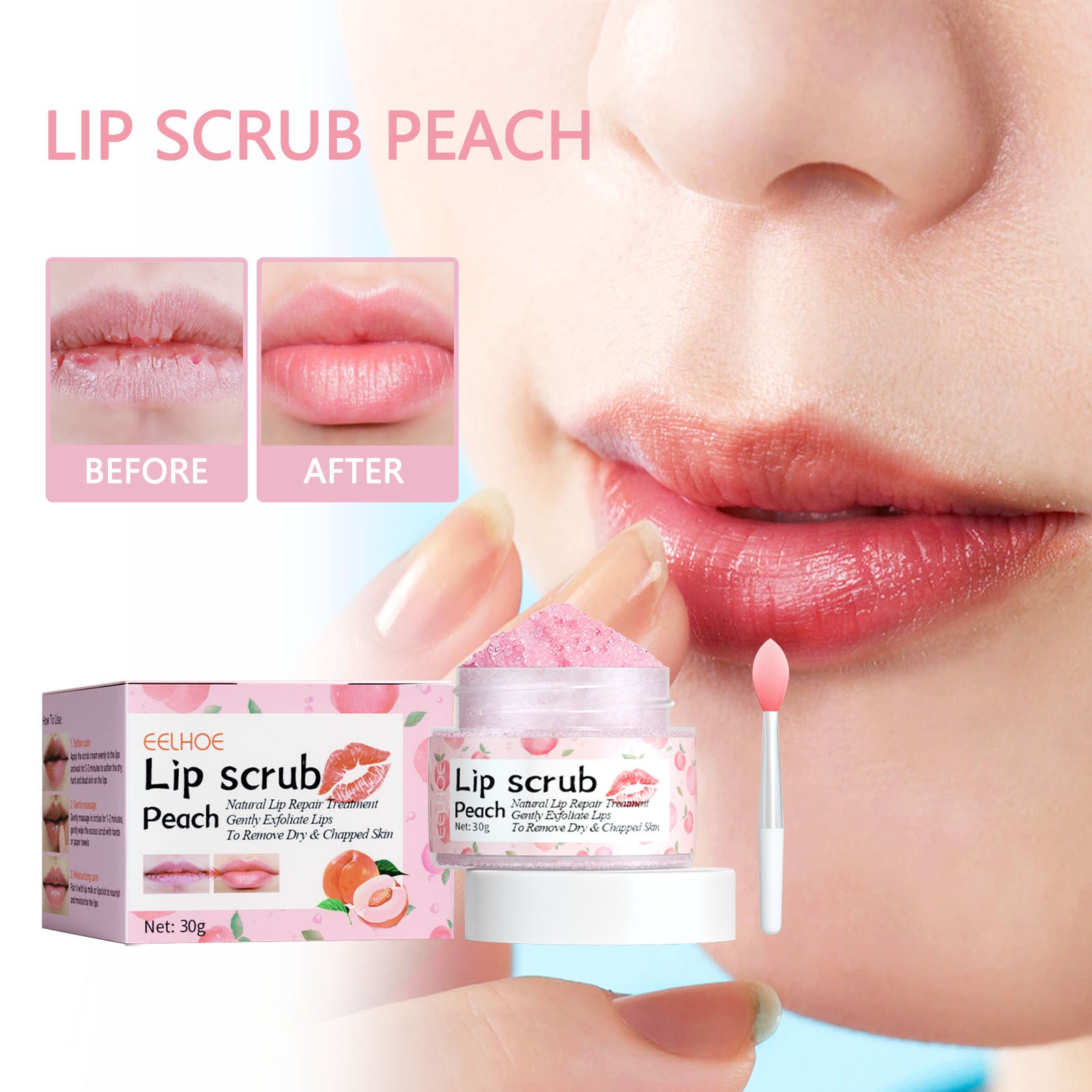 Eelhoe Peach Lip Scrub For Fading Lip Lines, Removing Dead S | Other