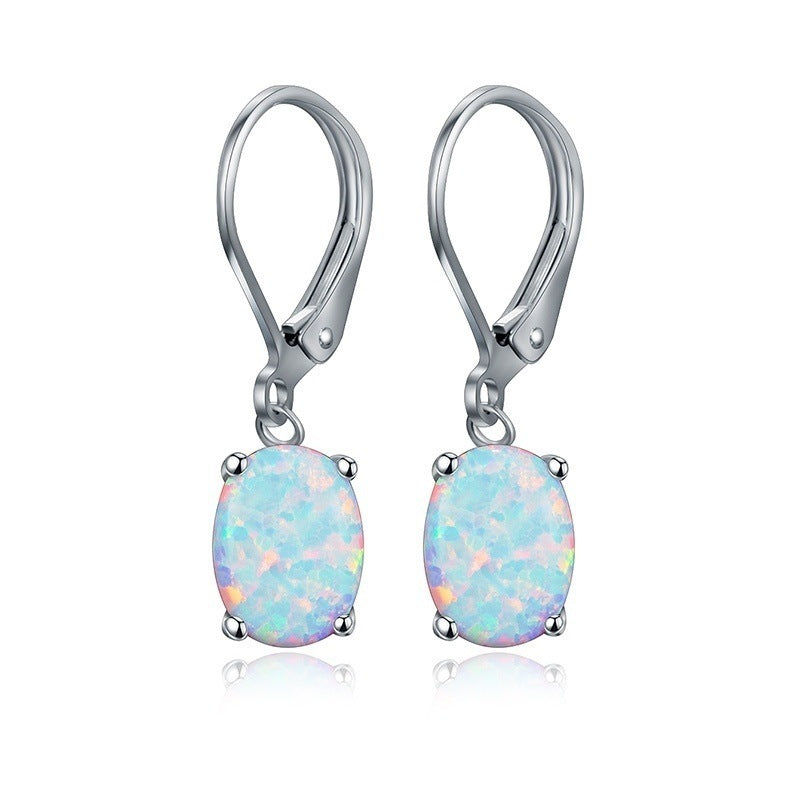 Four-claw Oval Opal Earrings European And American Ornament | Jewelry & Accessories