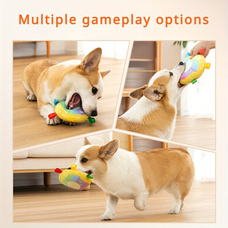 Cartoon Plush Flying Disc Toy Dog For Outdoor Play, Bite-res | Electronic Learning Toys