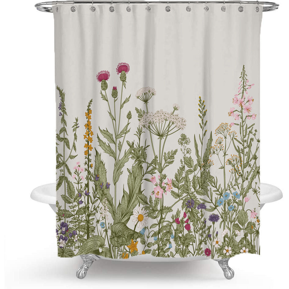 Color Floral Plant Shower Curtain Bathroom Curtain Polyester | Other