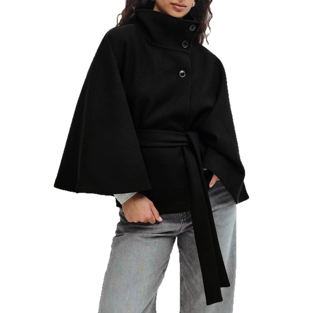 Winter High Neck Batwing Sleeve Coat With Belt Fashion Loose | Other