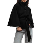 Winter High Neck Batwing Sleeve Coat With Belt Fashion Loose | Other