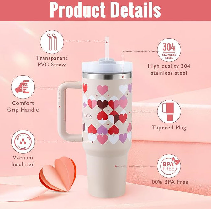40 Oz Tumbler With Handle Straw Insulated, Stainless Steel S | Other