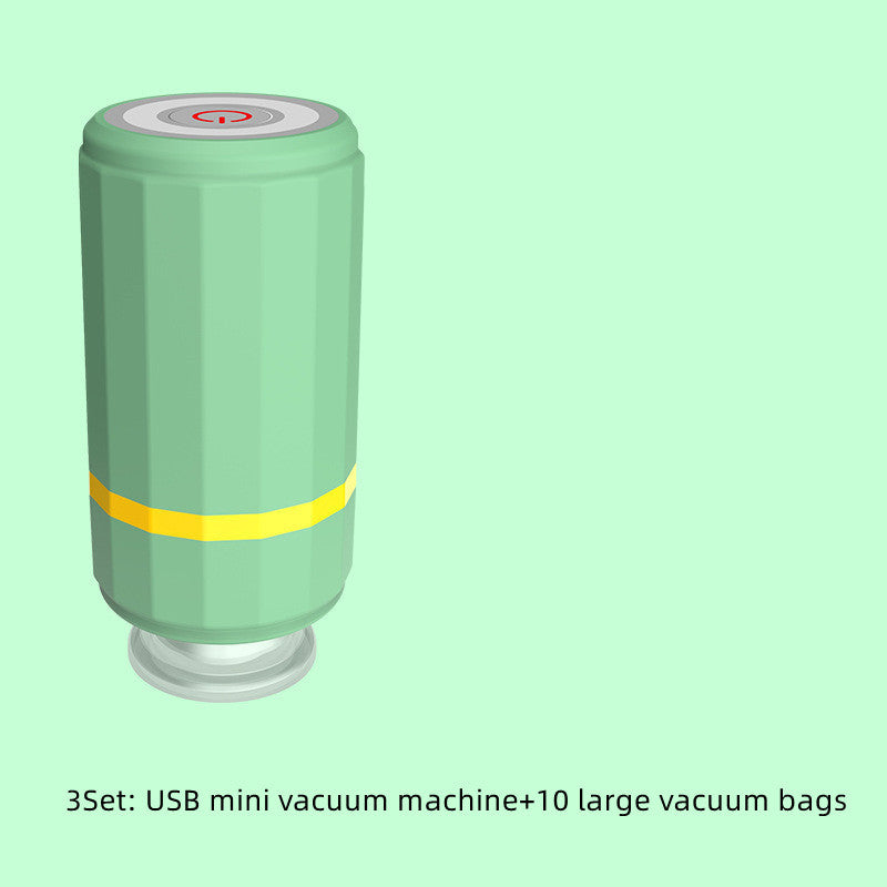 Mini USB Rechargeable Vacuum Sealer Pump – Portable Food & Clothes Saver with Storage Bags