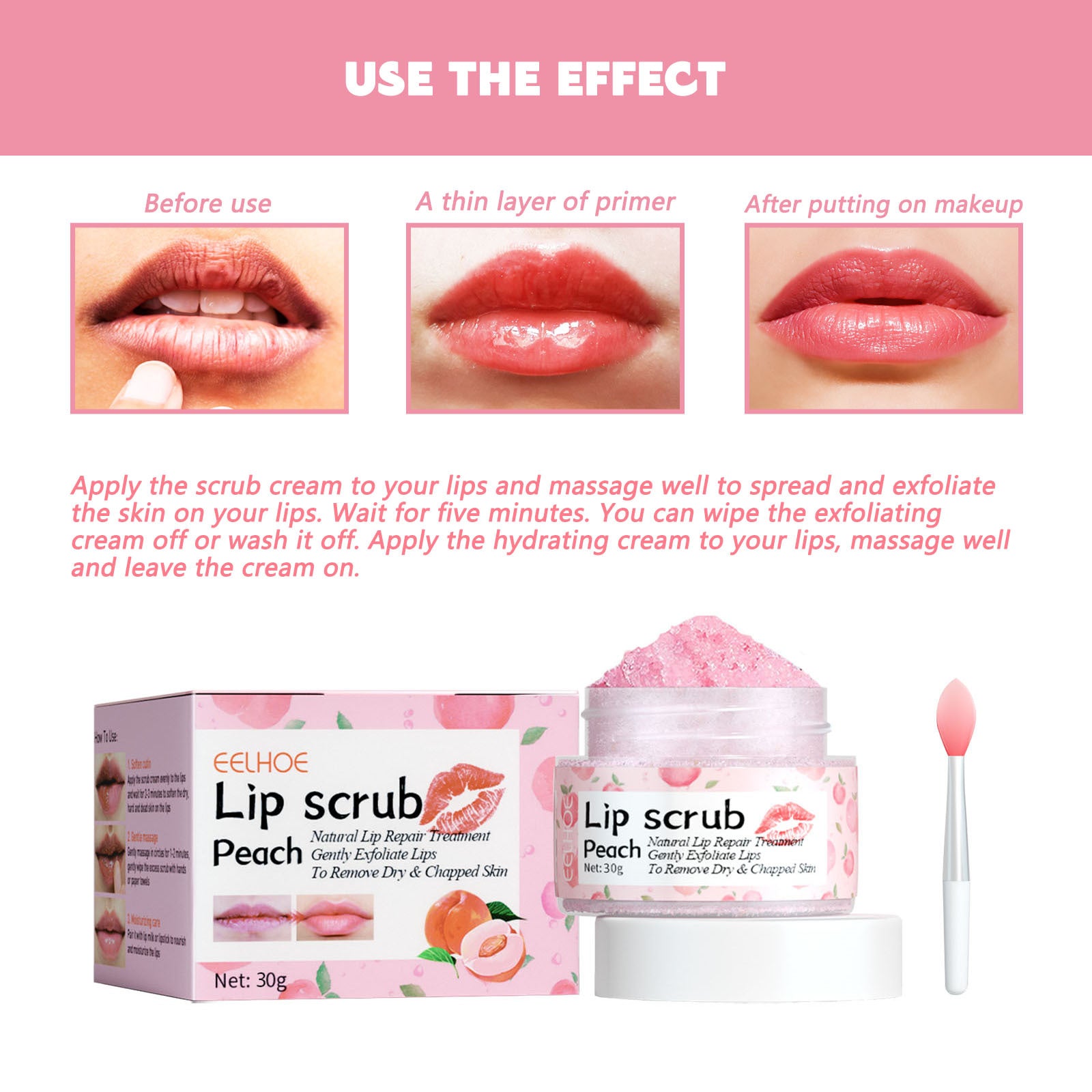 Eelhoe Peach Lip Scrub For Fading Lip Lines, Removing Dead S | Other