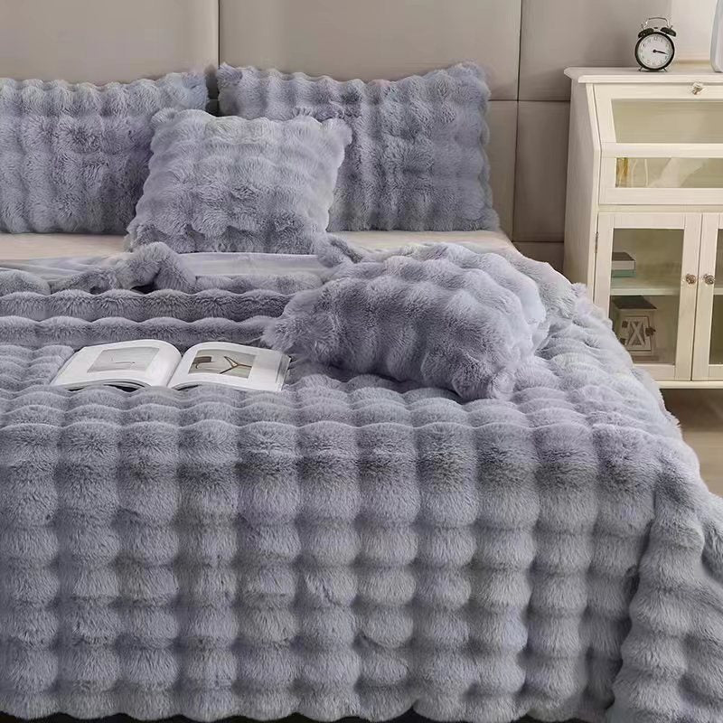 Polyester Carpet Rabbit Bubble Velvet Thickened Nap Blanket | Other