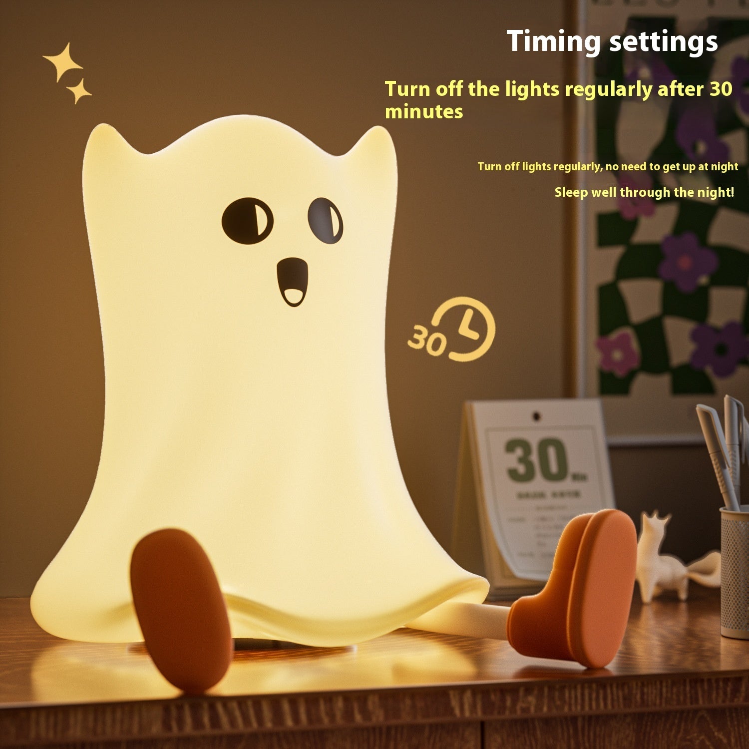👻 Halloween Silicone Ghost Bedside Lamp – Touch Control Night Light