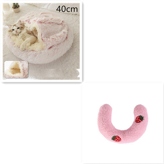 2 In 1 Dog And Cat Bed Pet Winter Bed Round Plush Warm Bed H | Other