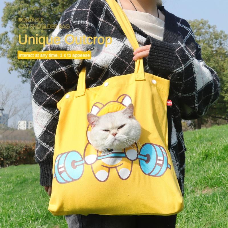 Pet Canvas Shoulder Bag, Cute Animal Shapedcat Carrier Canva | Luggage & Bags