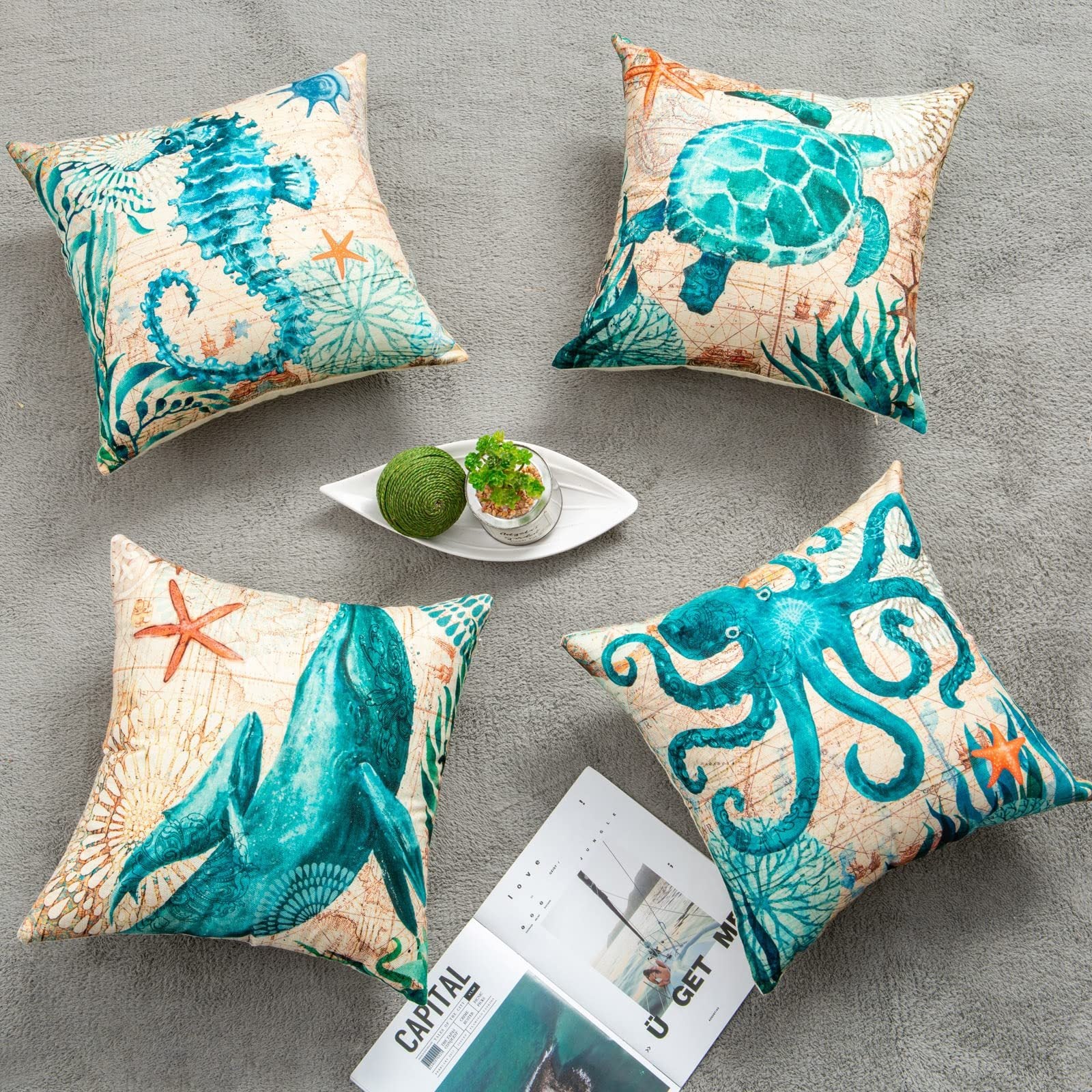 Cushion Covers Sea Turtle Printed Throw Pillow Cases For Hom | Other