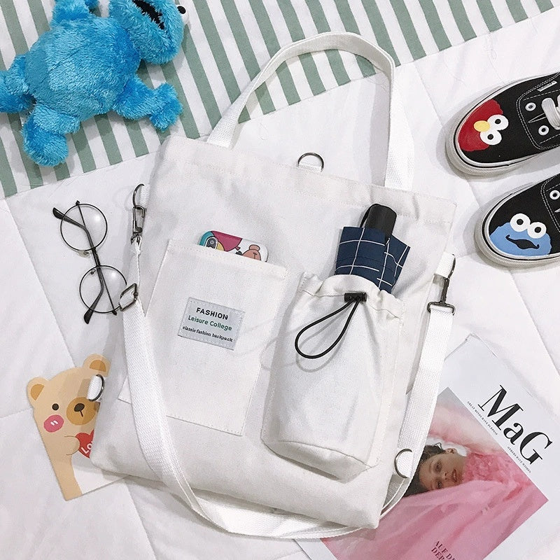 Harajuku Canvas Bags Students Handbag With Pockets Preppy Bu | Luggage & Bags