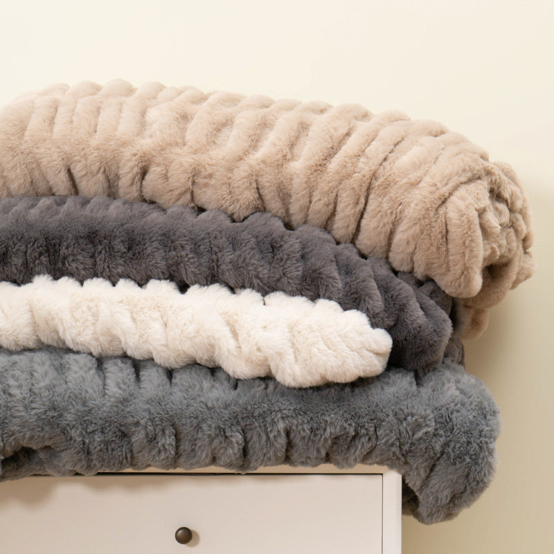 Sofa Blanket Soft Upholstery Blanket Stretch Rabbit Fur Tie- | Home & Garden