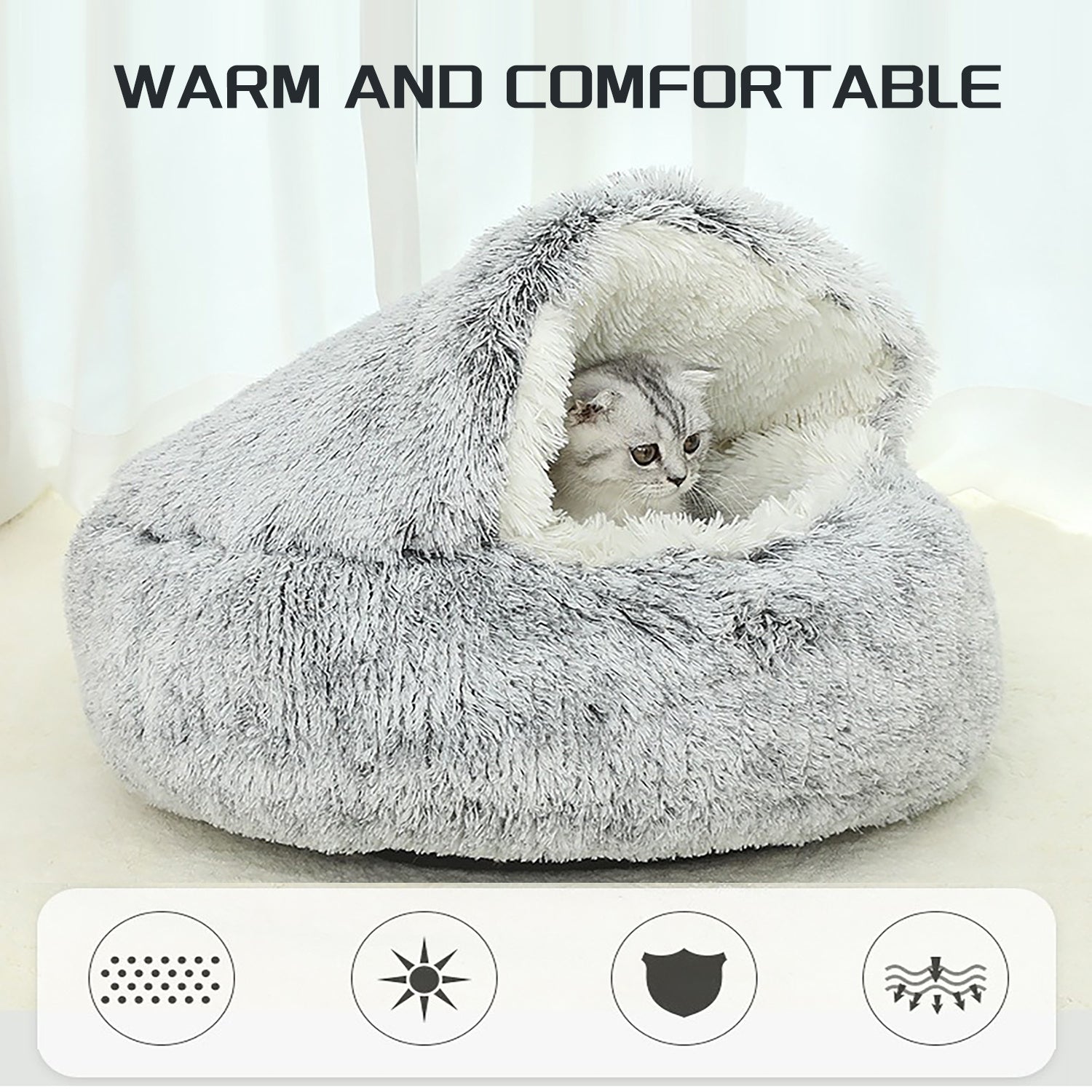 Luxurious Plush Round Cat Bed Cat Bed Round Soft Plush Burro | Other