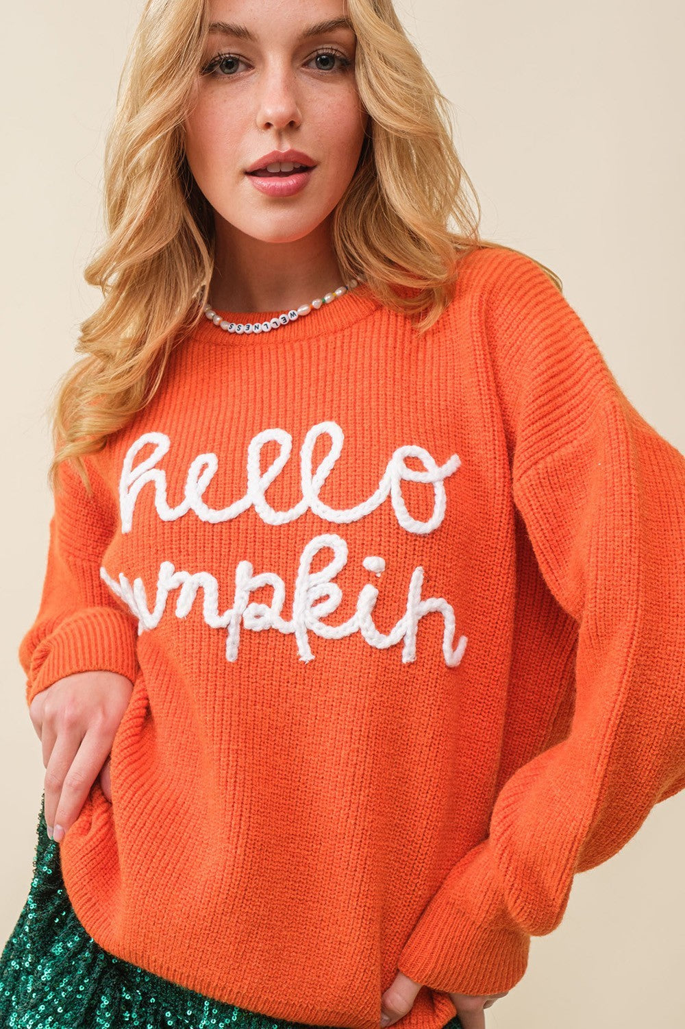 Women's Halloween Contrast Color Embroidery Crew Neck Pullov | Other